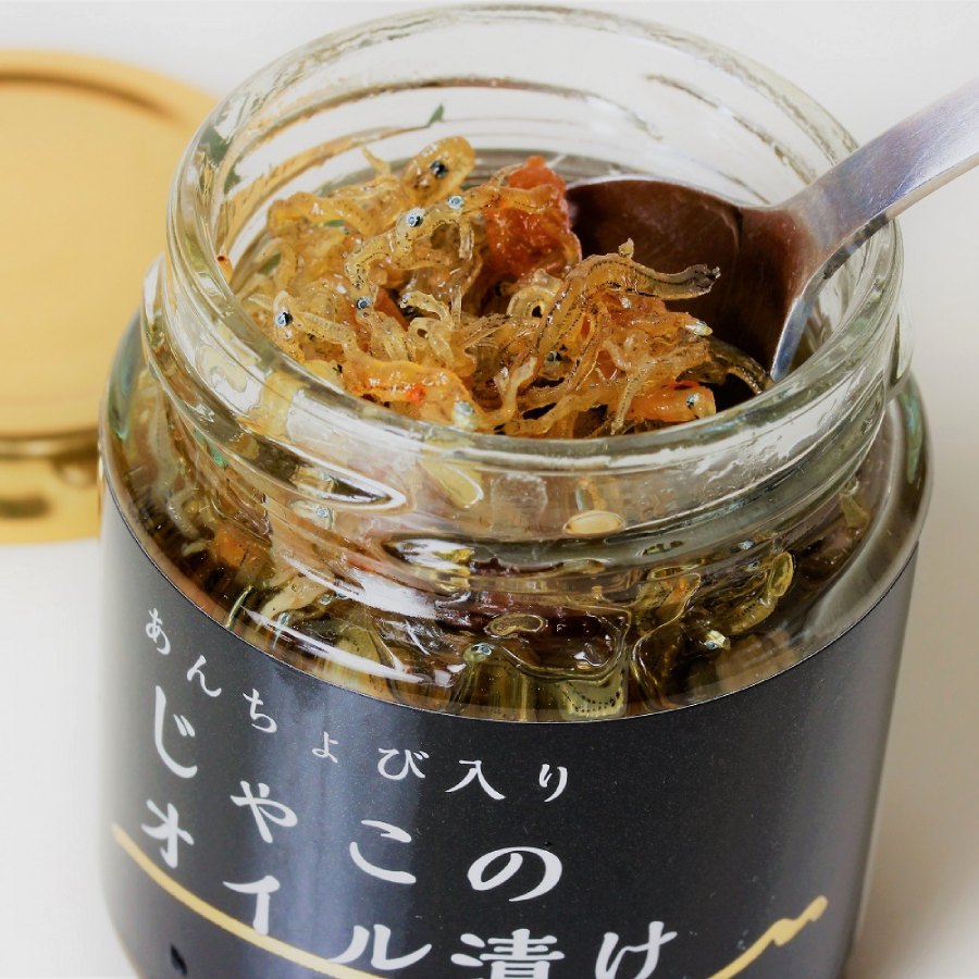 あんちょび入りじゃこのオイル漬け6本＆オリジナルお茶碗セット（下ライン赤）