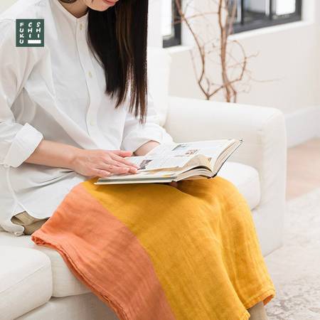 ＜SHICHIFUKU　TOWEL＞（カーブ）ストール　イエロー　(今治タオルブランド認定製品）約90g／約70×180cm