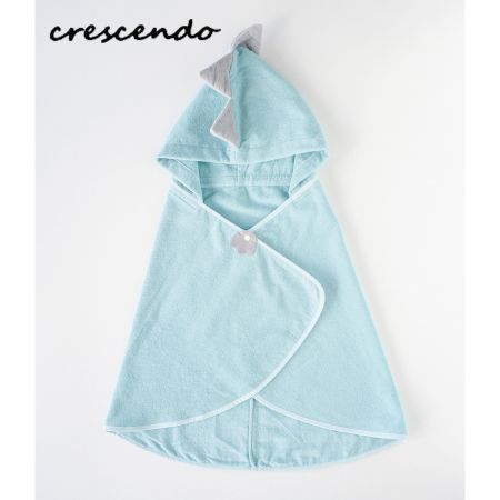 ＜crescendo＞（DINO）フードバスタオル　ブルー（今治タオルブランド認定製品）