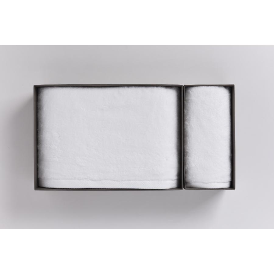 ＜FUJITAKA　TOWEL＞世界鶴　風　バスタオル・フェイスタオルセット　ホワイト（今治タオルブランド認定製品）