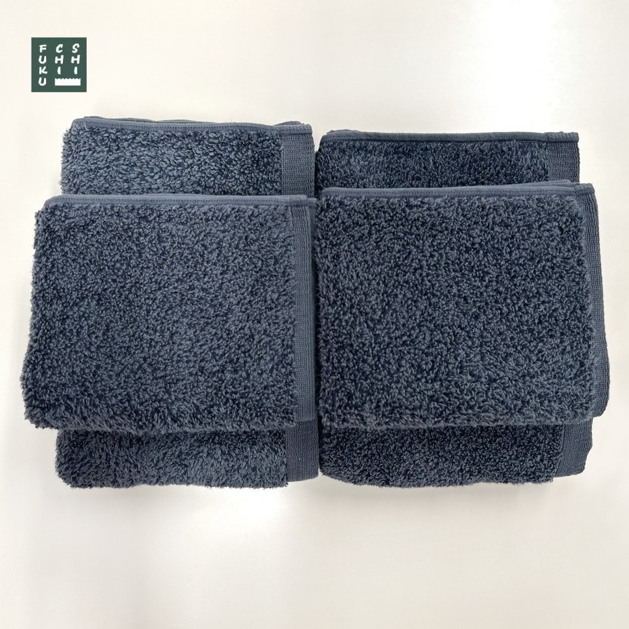 ＜SHICHIFUKU　TOWEL＞（レンヌ）バスタオル・フェイスタオル　4枚セット　ナイトブルー　(今治タオルブランド認定製品）