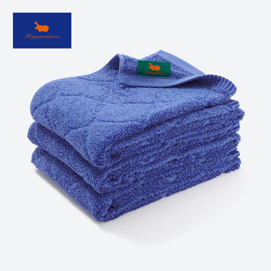 ＜ヒポポタマス＞ギザエクストラ＆バンブー フェイスタオル３枚セット-イエールブルー