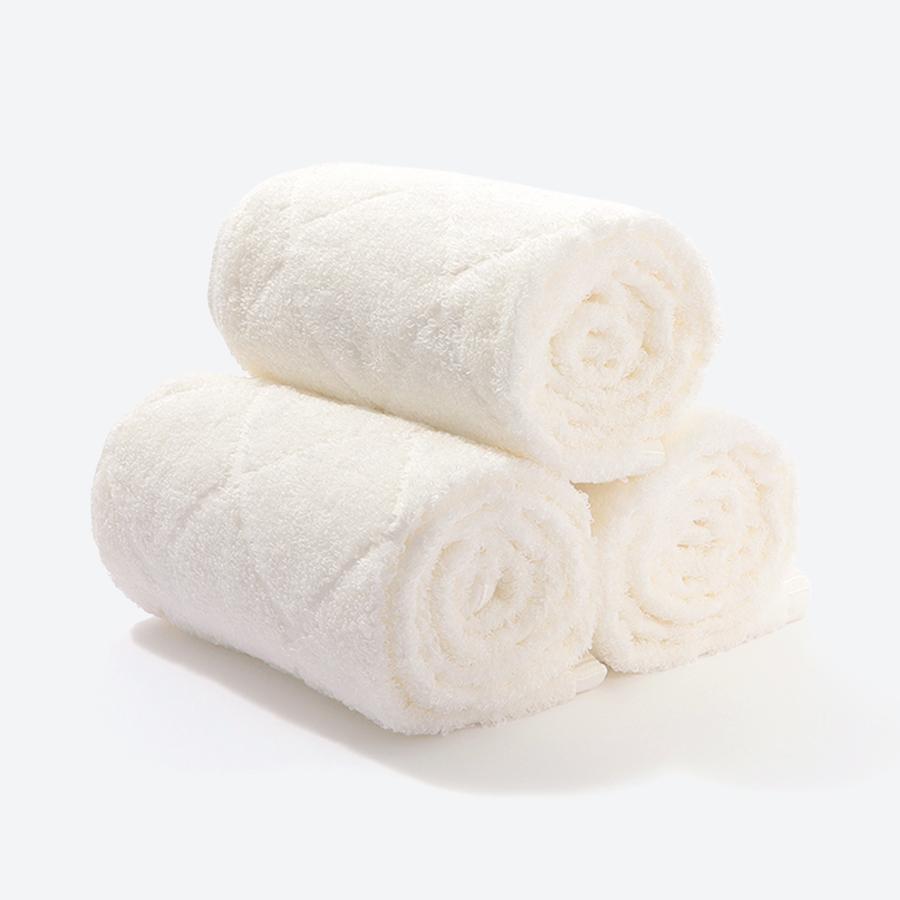 <ヒポポタマス>ギザエクストラ&バンブー フェイスタオル3枚セット-デイジーホワイト