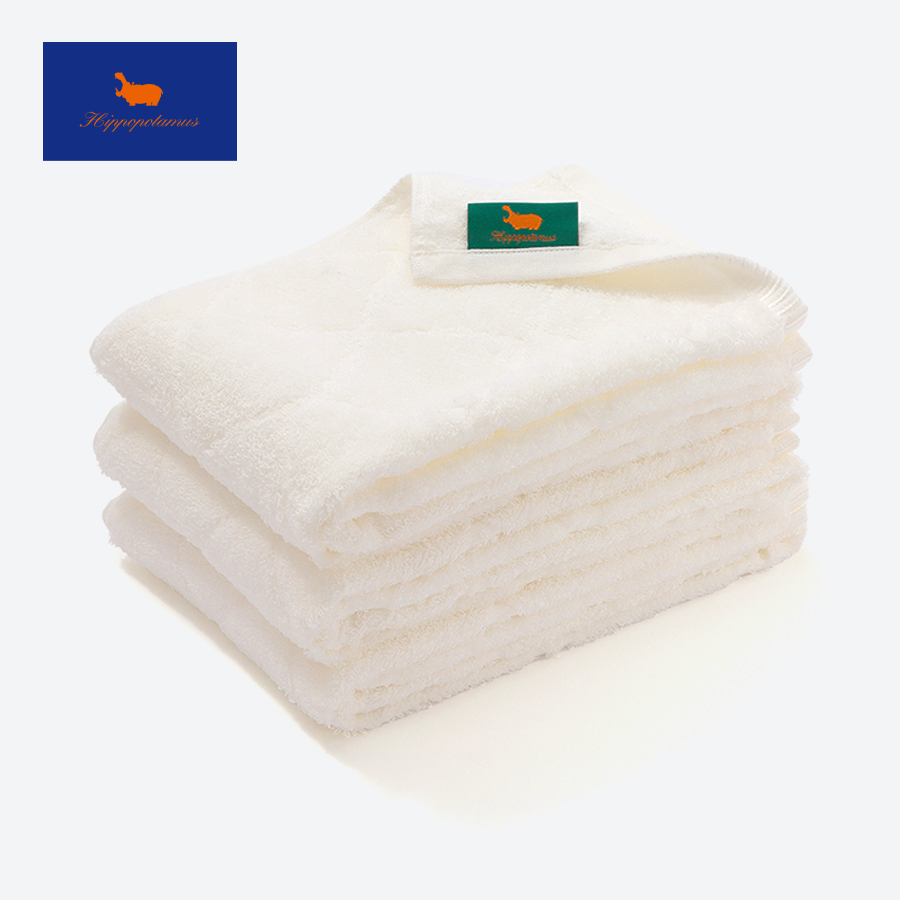 <ヒポポタマス>ギザエクストラ&バンブー フェイスタオル3枚セット-デイジーホワイト