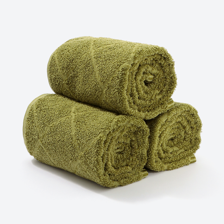 <ヒポポタマス>ギザエクストラ&バンブー フェイスタオル3枚セット-セイジグリーン