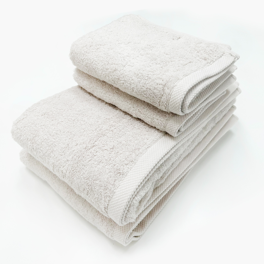 ＜SHICHIFUKU　TOWEL＞（モダンリゾート）フェイスタオル・バスタオル　4枚セット　ライトグレー　(今治タオルブランド認定製品）