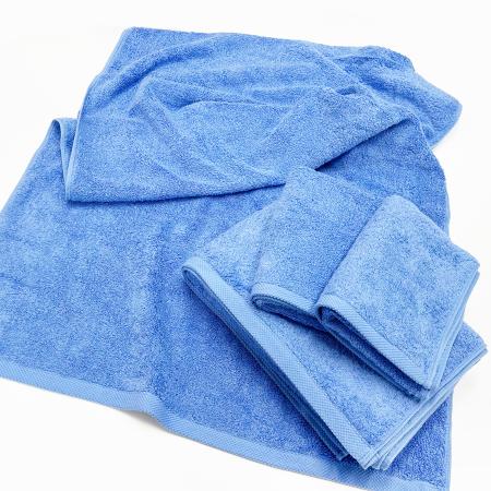 ＜SHICHIFUKU　TOWEL＞（モダンリゾート）フェイスタオル・バスタオル　4枚セット　マリンブルー　(今治タオルブランド認定製品）