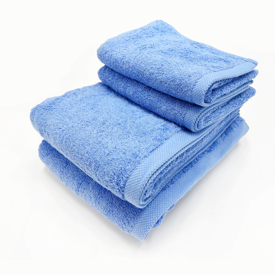 ＜SHICHIFUKU　TOWEL＞（モダンリゾート）フェイスタオル・バスタオル　4枚セット　マリンブルー　(今治タオルブランド認定製品）