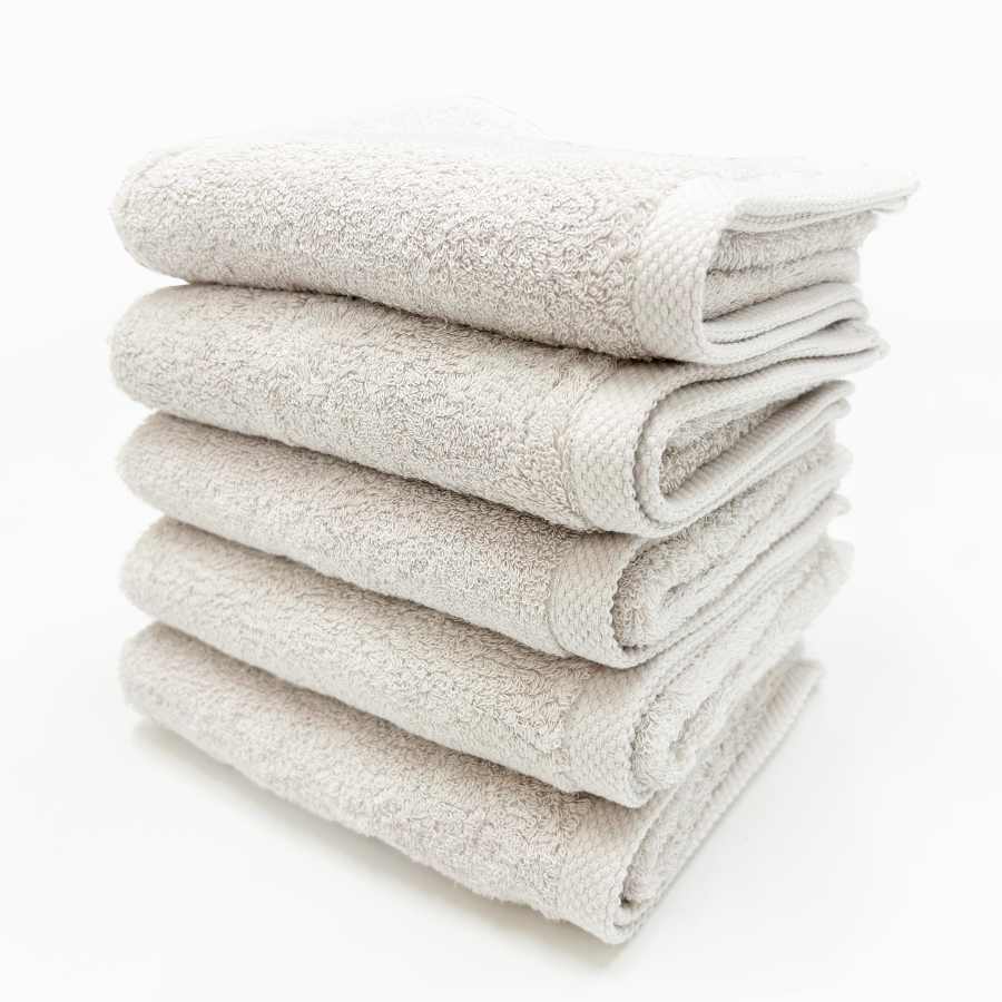 ＜SHICHIFUKU　TOWEL＞（モダンリゾート）フェイスタオル　5枚セット　ライトグレー　(今治タオルブランド認定製品）