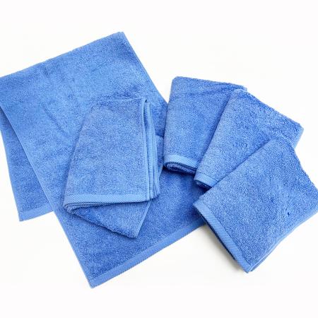 ＜SHICHIFUKU　TOWEL＞（モダンリゾート）フェイスタオル　5枚セット　マリンブルー　(今治タオルブランド認定製品）