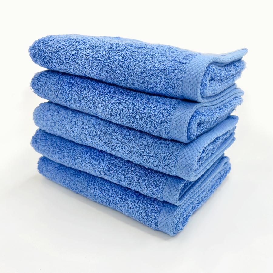 ＜SHICHIFUKU　TOWEL＞（モダンリゾート）フェイスタオル　5枚セット　マリンブルー　(今治タオルブランド認定製品）