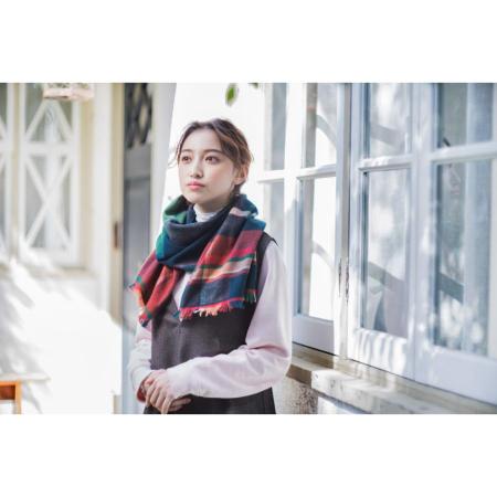 ＜ORIM＞トラッドチェックマフラー　レッド（今治タオルブランド認定製品）
