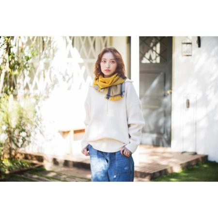 ＜ORIM＞トラッドチェックマフラー　マスタード（今治タオルブランド認定製品）