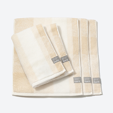 ＜昭和西川＞Feel & airy フェイスタオル5枚セット　アイボリー（今治タオルブランド認定製品）