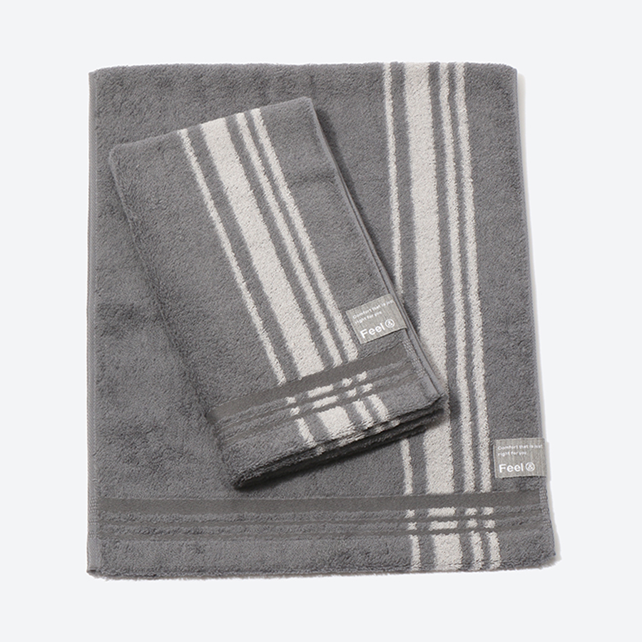 ＜昭和西川＞Feel & moist フェイスタオル2枚　ダークグレー（今治タオルブランド認定製品）
