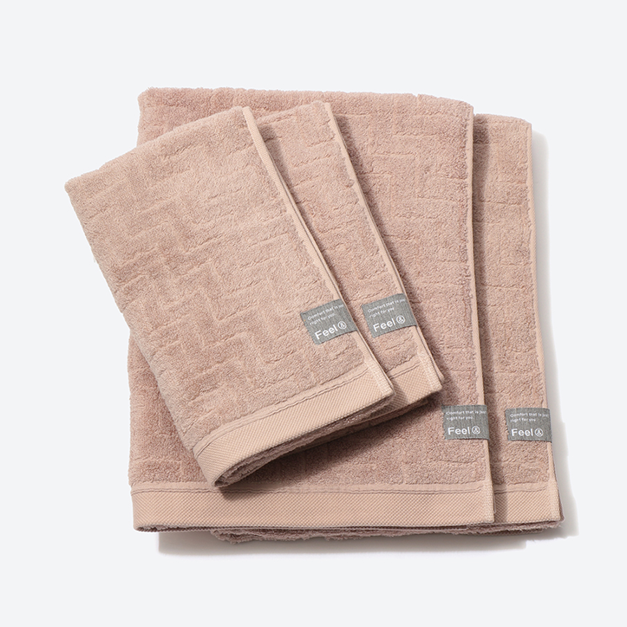 ＜昭和西川＞Feel & classy バスタオル・フェイスタオル　各2枚　ベージュ（今治タオルブランド認定製品）