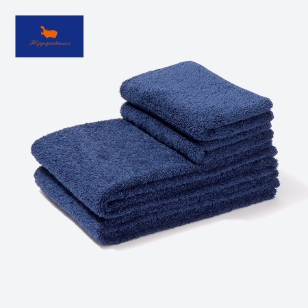 ＜ヒポポタマス＞バスタオル・フェイスタオル　各2枚-ネイビー