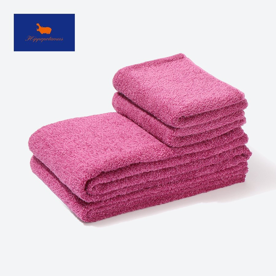 ＜ヒポポタマス＞バスタオル・フェイスタオル　各2枚-カシス