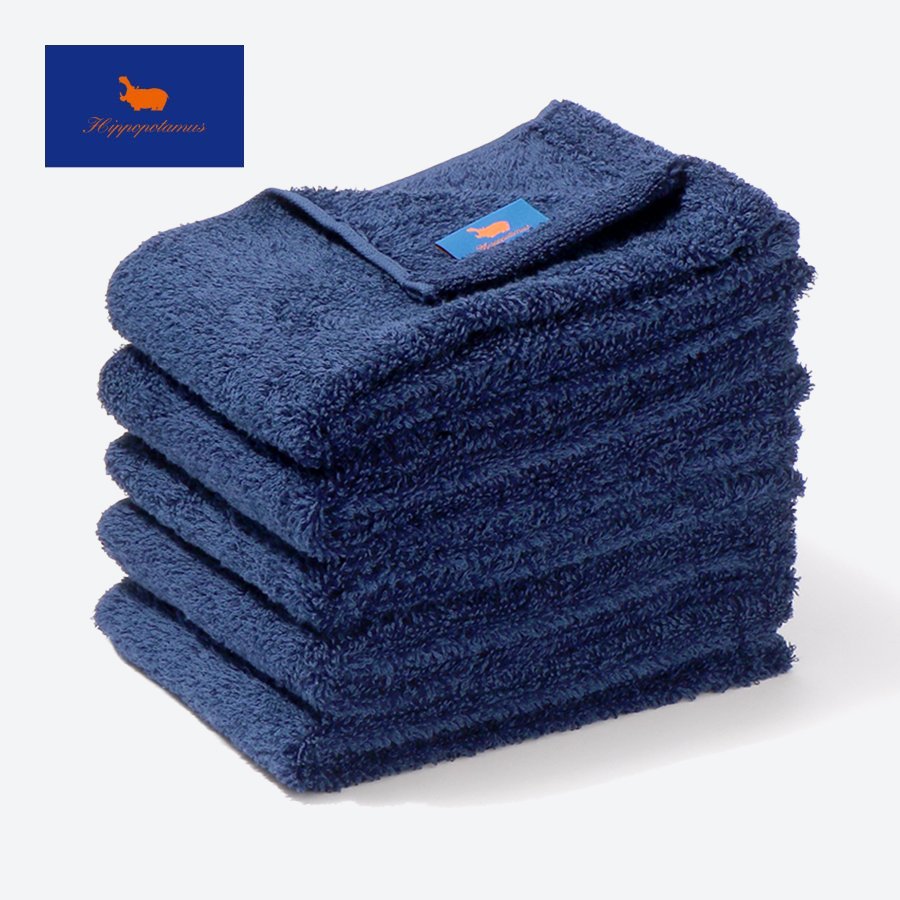 ＜ヒポポタマス＞フェイスタオル5枚セット　ネイビー