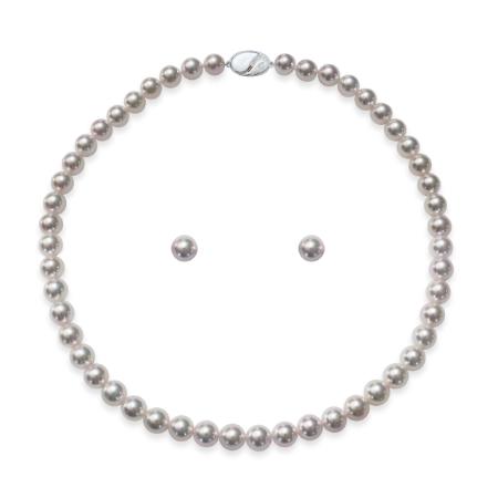 ＜天成真珠＞アコヤ真珠ネックレス・ピアスセット　N8.0～8.5mm・P8.5mm