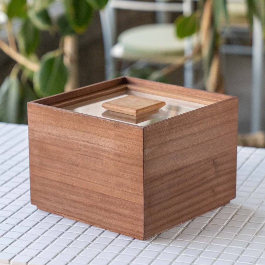 ＜増田桐箱店＞米びつ（1合枡付き）黒（渋柿）３kg