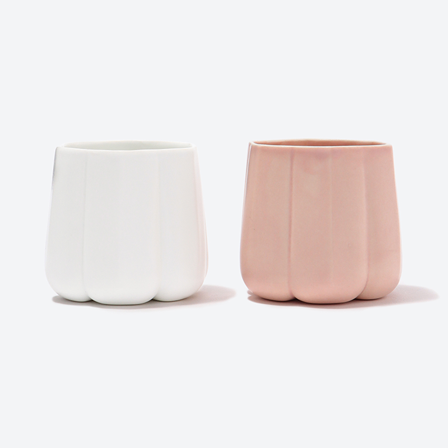 ＜Yuka Kikumoto Designs＞マットピンク＆マットホワイト すずらんカップ（S)セット