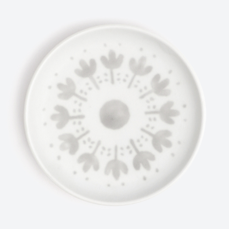 ＜Yuka Kikumoto Designs＞ホワイト&グレーチューリップ Jidori Plate