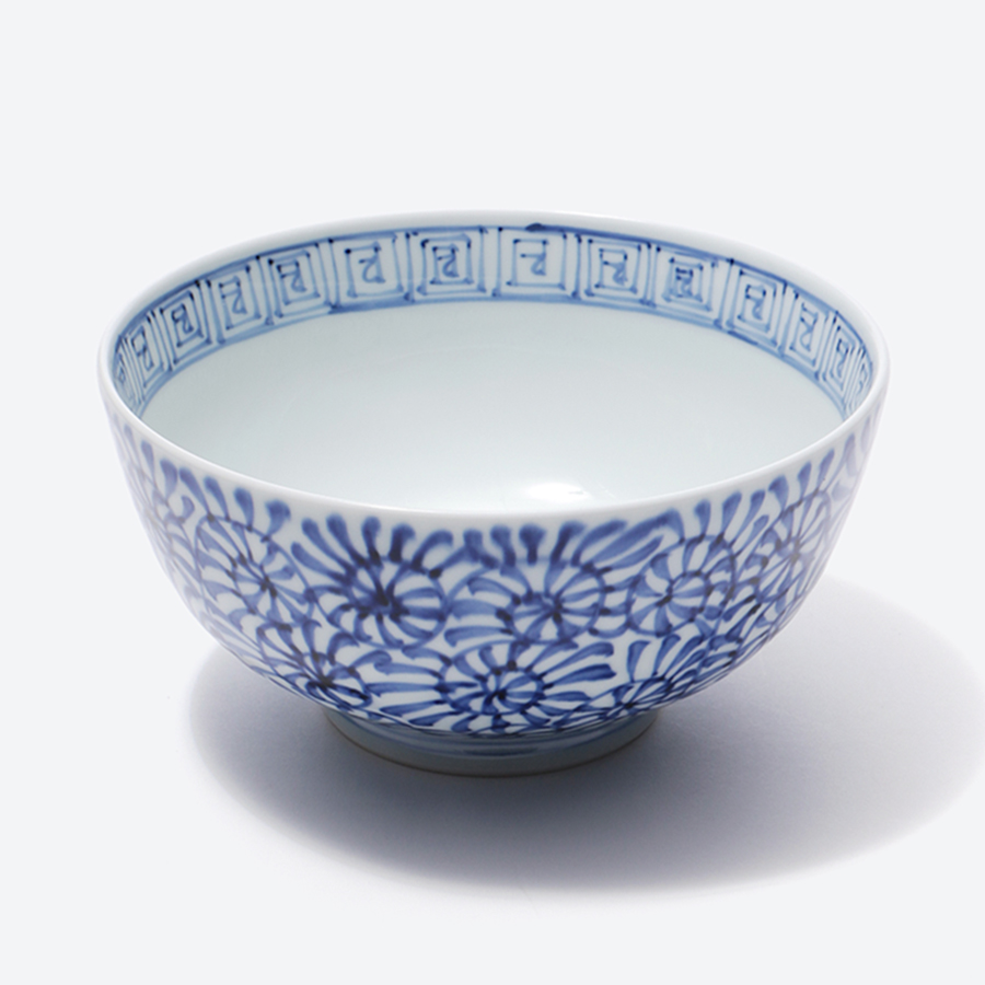 ＜渓山窯＞有田焼　染付蛸唐草5.5寸段入丼