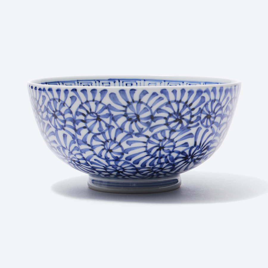 ＜渓山窯＞有田焼　染付蛸唐草5.5寸段入丼