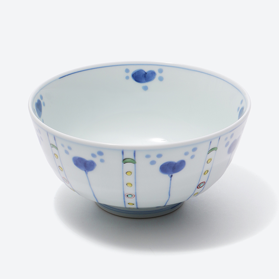 ＜渓山窯＞有田焼　染錦草花紋5.5寸段入丼