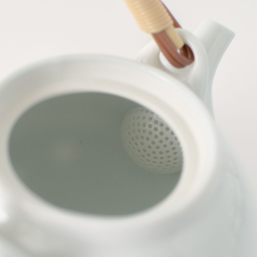 ＜吉田焼 副千窯＞水玉　茶器セット　土瓶1個・煎茶碗5個（水色）