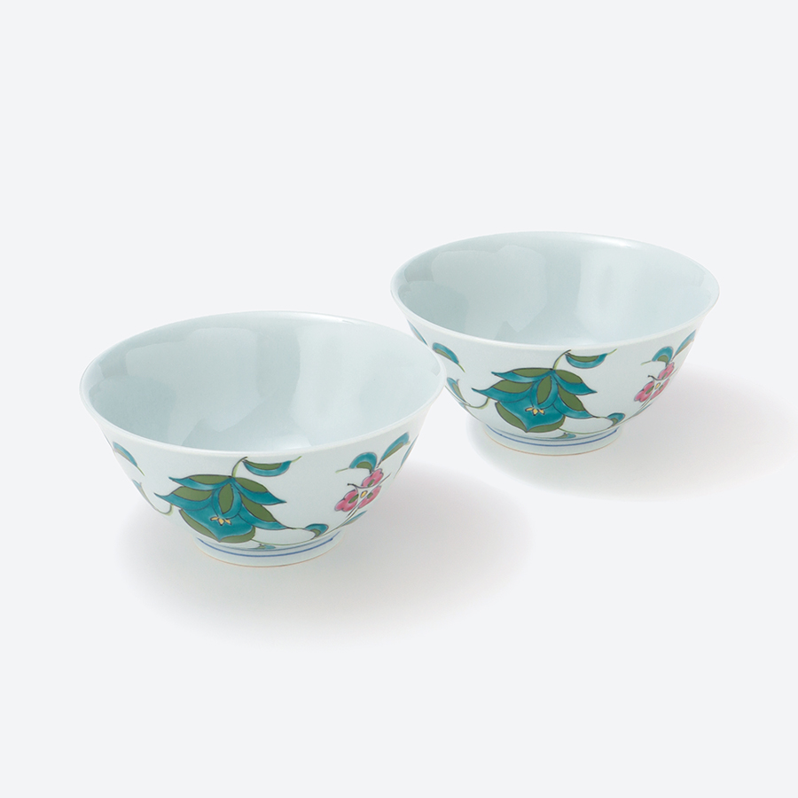 ＜泰山＞色絵花唐草　反丼2客セット