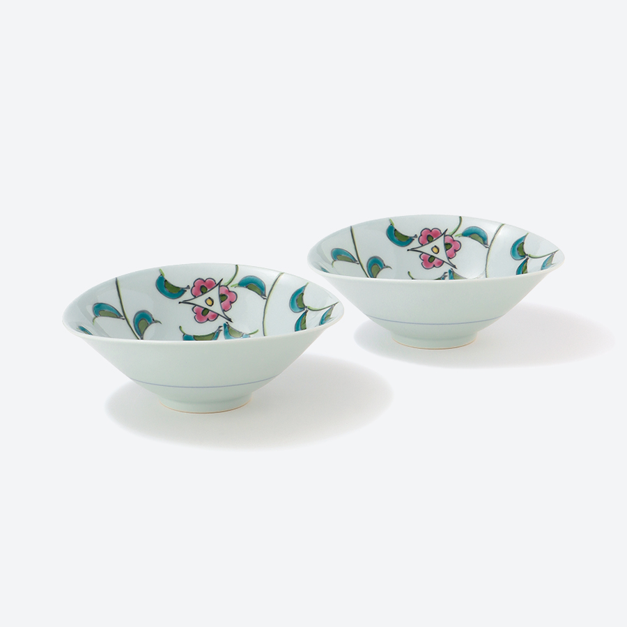 ＜泰山＞色絵花唐草　俵小丼2客セット