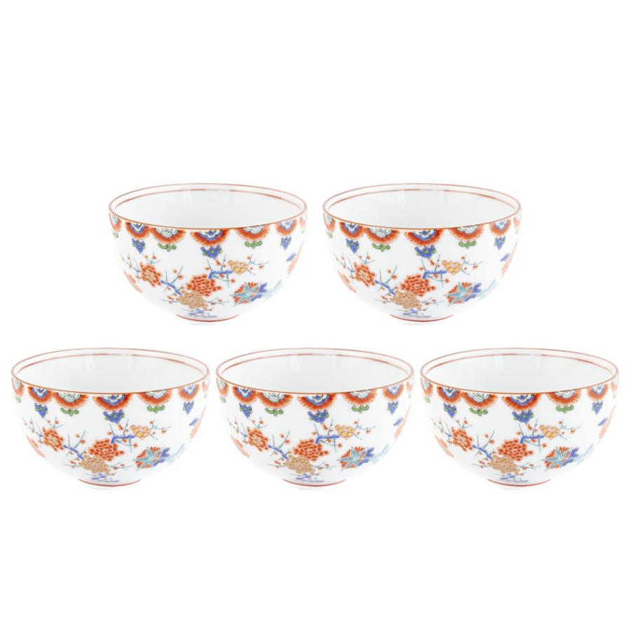 ＜其泉＞有田焼　色絵梅菊文　煎茶５点セット