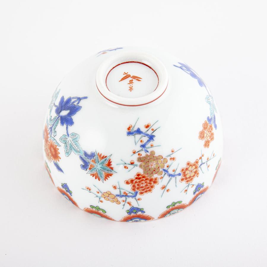 ＜其泉＞有田焼　色絵梅菊文　煎茶５点セット