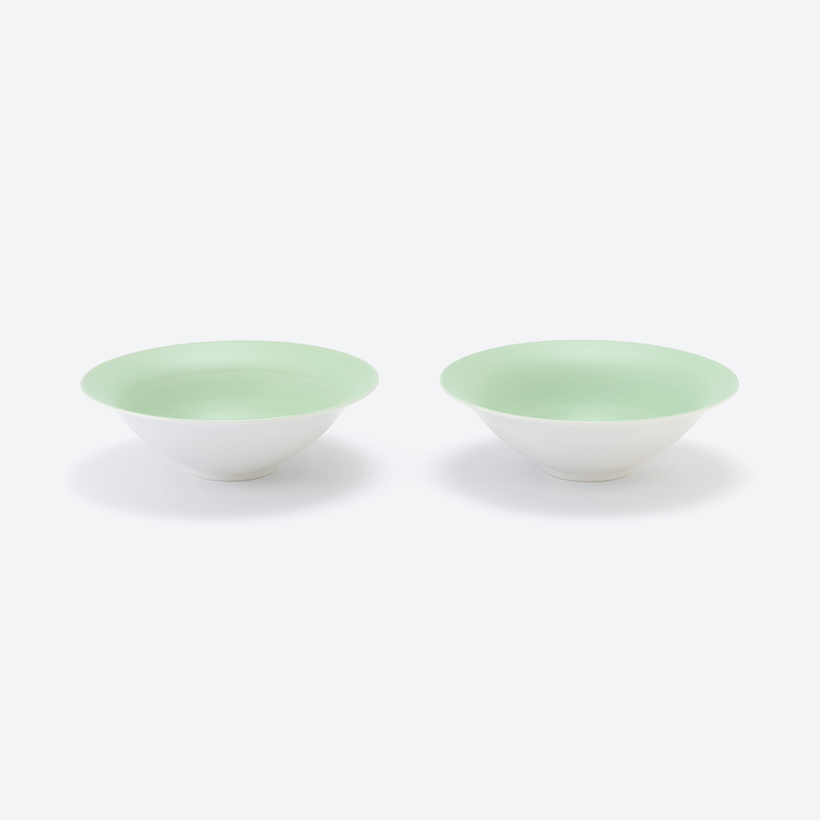 ＜アリタポーセリンラボ＞ペア多用鉢　パールグリーン