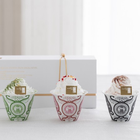 ＜アリタポーセリンラボ＞有田焼ミニパフェ3個セット「佐賀県産苺・有田町産金柑・嬉野抹茶」