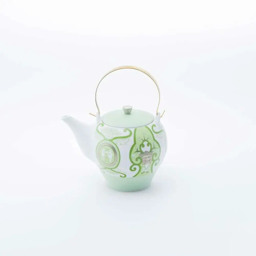 ＜アリタポーセリンラボ＞ティーポット　JT古伊万里草花紋　グリーン