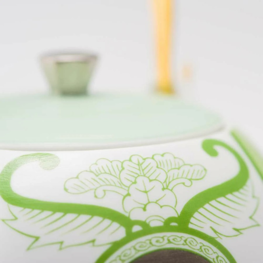 ＜アリタポーセリンラボ＞ティーポット　JT古伊万里草花紋　グリーン