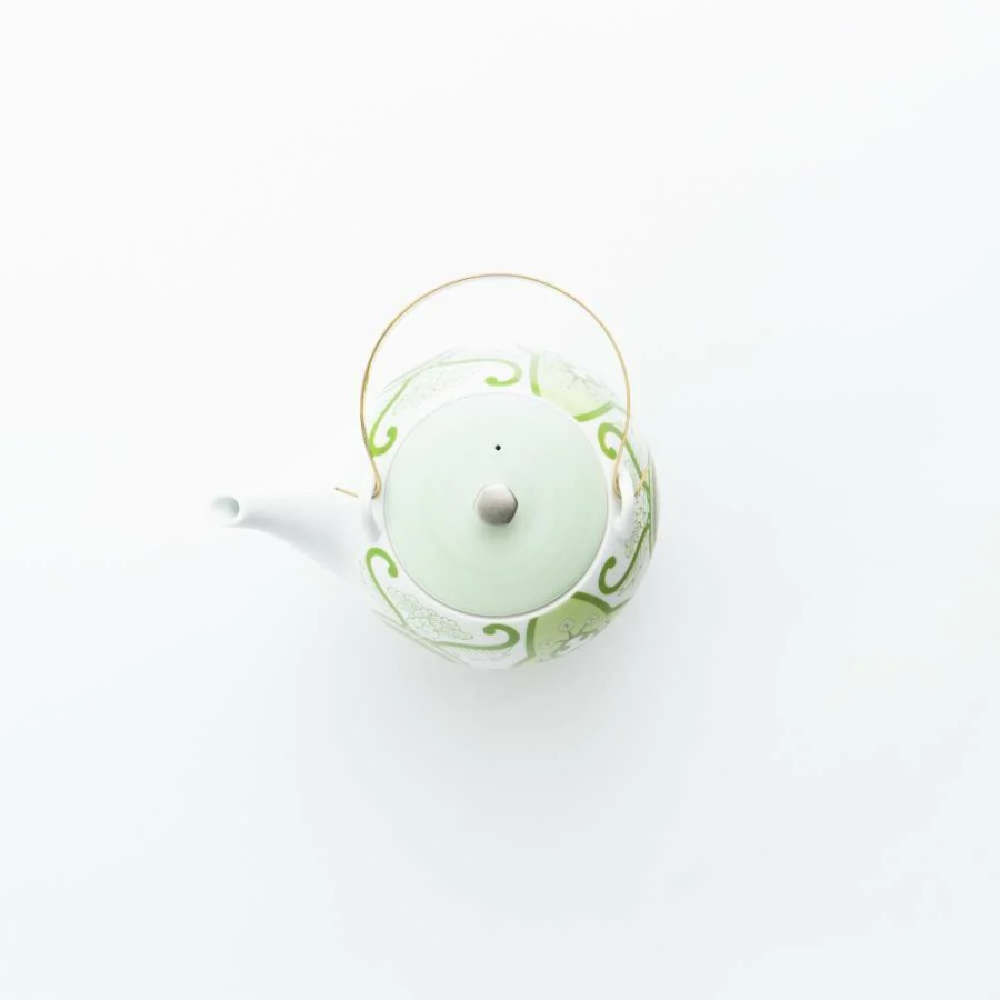 ＜アリタポーセリンラボ＞ティーポット　JT古伊万里草花紋　グリーン