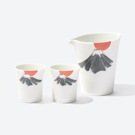 ＜伝平窯＞赤墨富士　半酒器