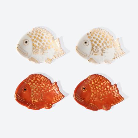 ＜福珠窯＞鯛型豆皿 4枚セット