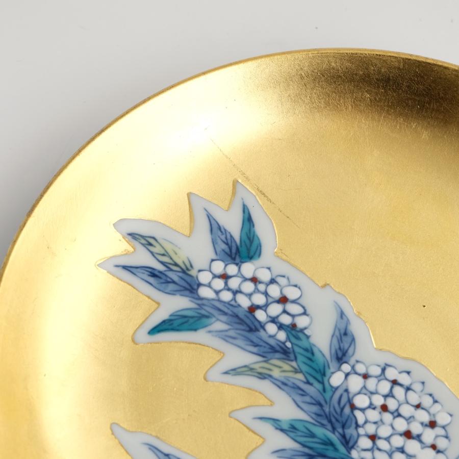 <琥山窯>金箔押こでまり絵6寸飾皿