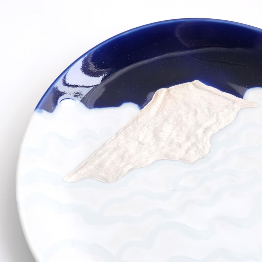 <琥山窯>雲青富士山6寸飾皿
