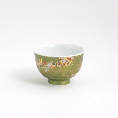 ＜琥山窯＞金彩ぐい呑（グリーン）