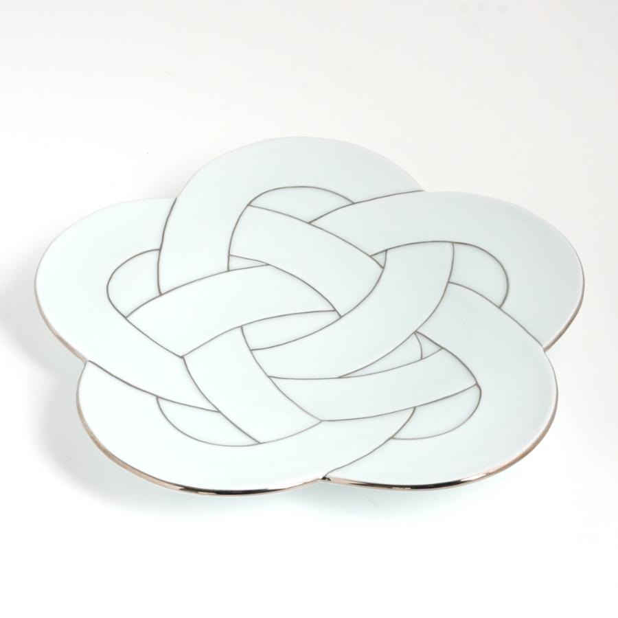 ＜田清窯＞梅結び銀大皿