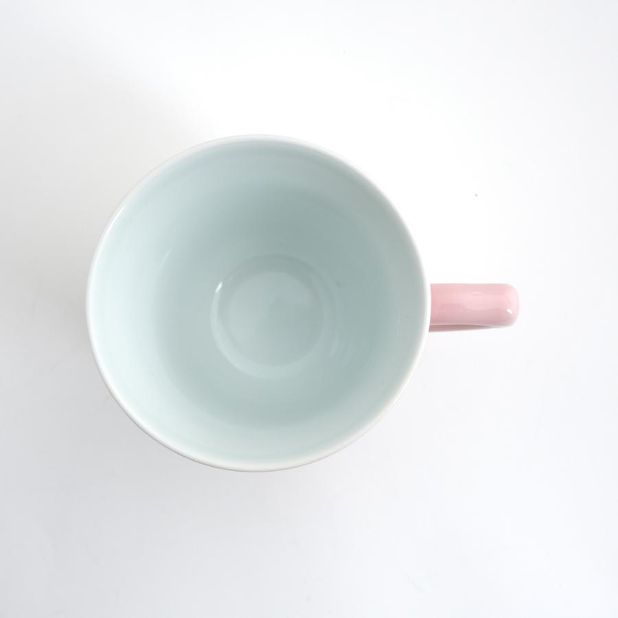 <田清窯>薄ピンク釉虹ブーケマグカップ