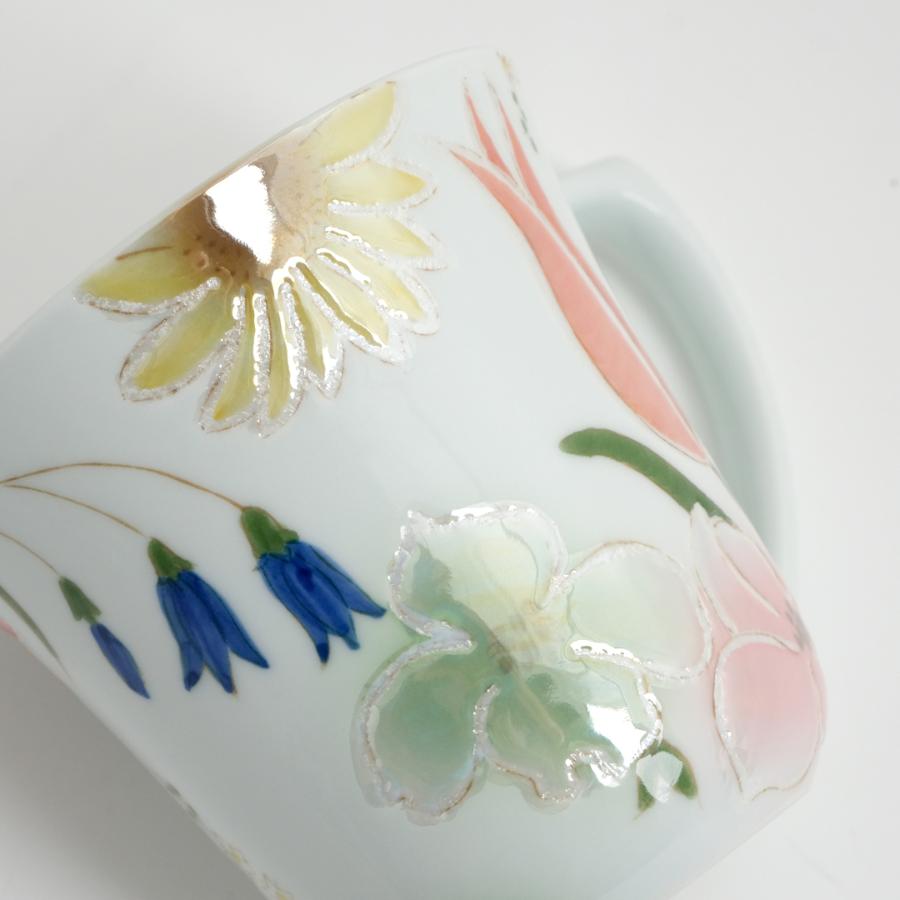 <田清窯>四季花虹彩マグカップ