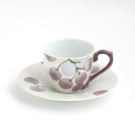 ＜田清窯＞虹彩ぶどうコーヒー碗皿