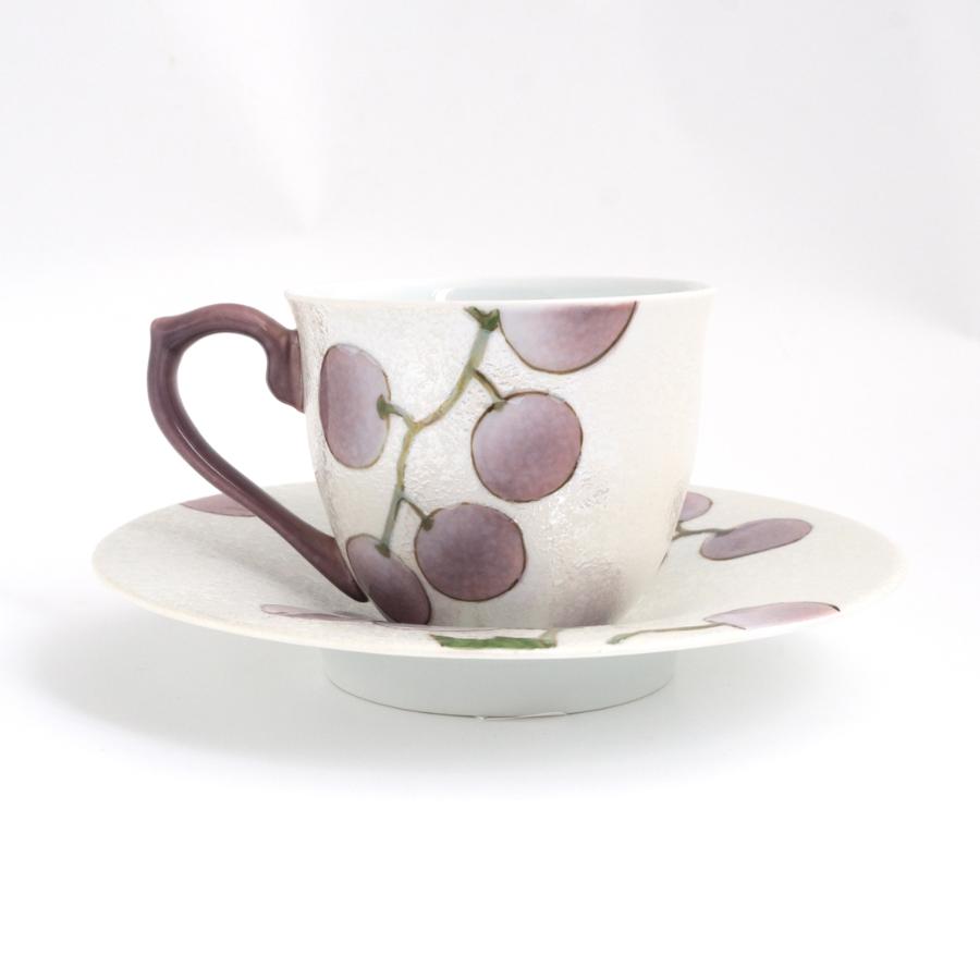 <田清窯>虹彩ぶどうコーヒー碗皿